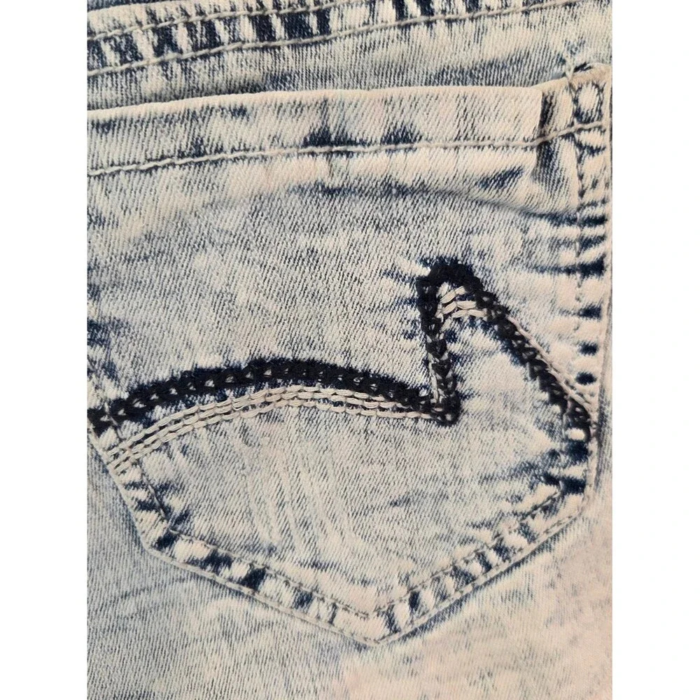 Y2K Acid Wash Distressed Denim Micro Shorts Frayed Cut Off Low Rise Grunge 9
